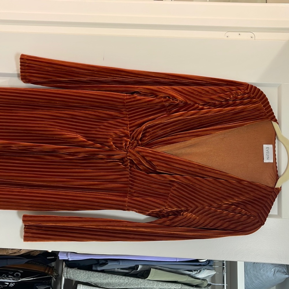 Burnt orange velvet dress